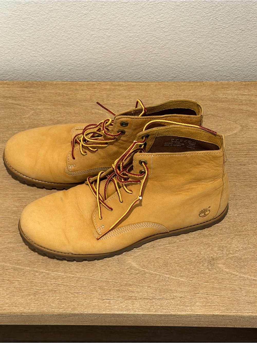 Timberland Wheat Nubuck Ankle Boots with Two-Tone Laces